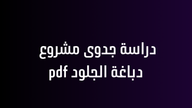 دراسة جدوى مشروع دباغة الجلود pdf